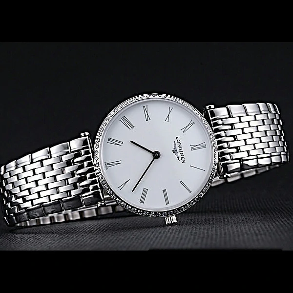 Longines La Grande Classique Stainless Steel White Dial Diamond Bezel Homme new60010