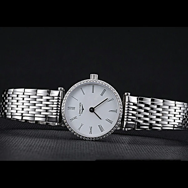 Longines La Grande Classique Stainless Steel White Dial Diamond Bezel Femme new60011