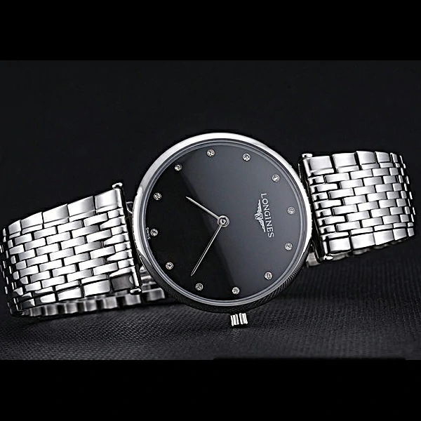 Longines La Grande Classique Stainless Steel Black Dial Diamond Markers Homme new60012