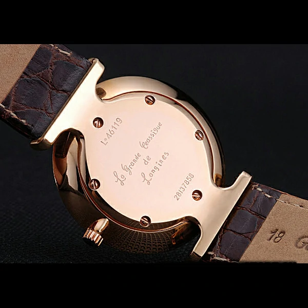Longines La Grande Classique Diamond Bezel White Dial Brown Leather Strap Homme new60014