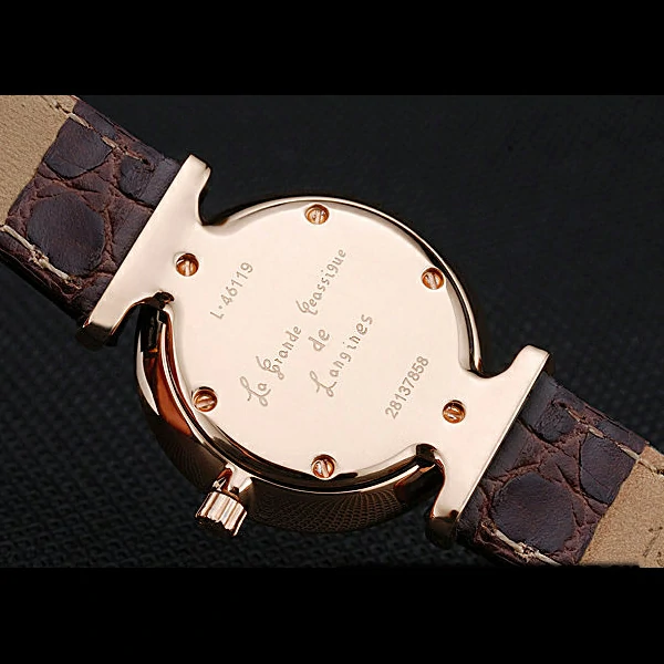 Longines La Grande Classique Diamond Bezel White Dial Brown Leather Strap Femme new60015