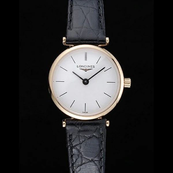 Longines La Grande Classique White Dial Black Leather Strap Femme new60017
