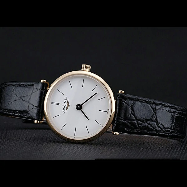 Longines La Grande Classique White Dial Black Leather Strap Femme new60017
