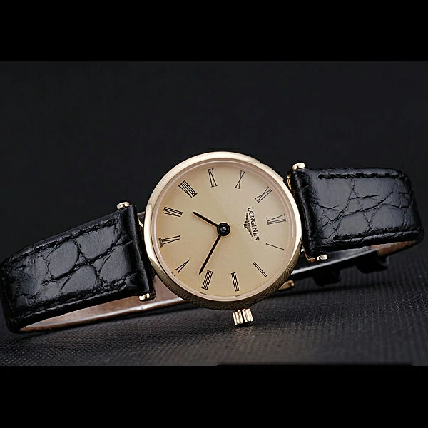 Longines La Grande Classique Champagne Dial Black Leather Band Femme new60025