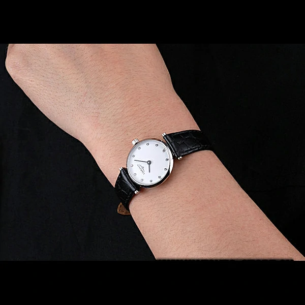 Longines La Grande Classique White Dial Black Leather Band Diamond Markers Femme new60027