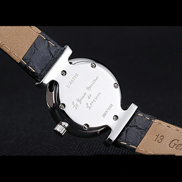 Longines La Grande Classique Black Dial Black Leather Band Diamond Markers Femme new60031