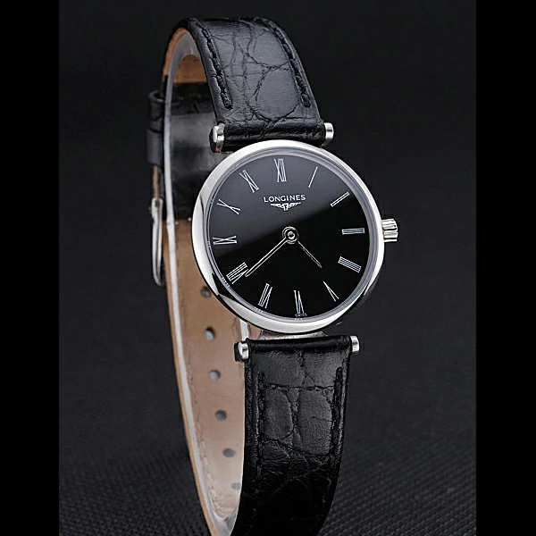 Longines La Grande Classique Black Dial Black Leather Band Femme new60033