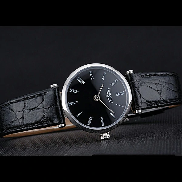 Longines La Grande Classique Black Dial Black Leather Band Femme new60033