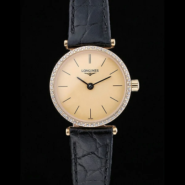 Longines La Grande Classique Champagne Dial Black Leather Band Femme new60039
