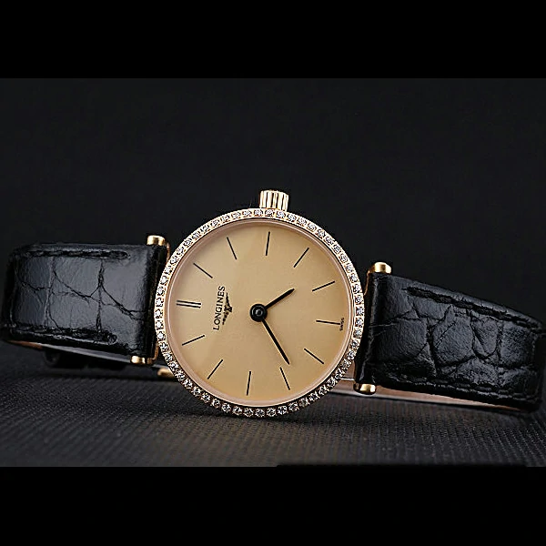 Longines La Grande Classique Champagne Dial Black Leather Band Femme new60039