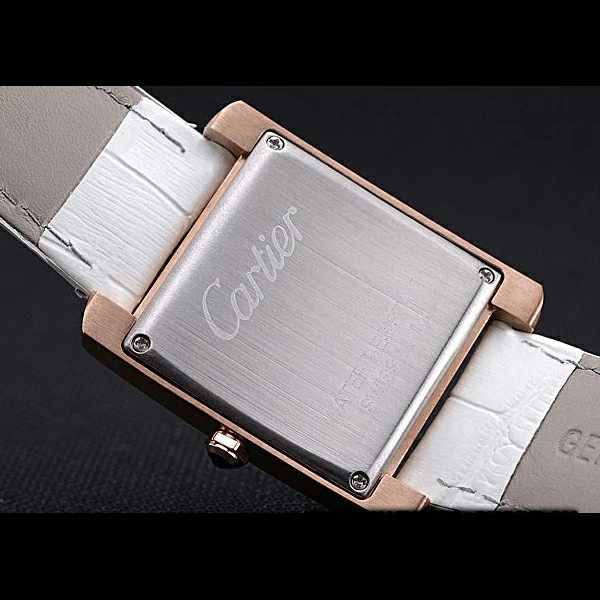 Cartier Tank MC Gold Diamond Case White Dial White Leather Strap new60067
