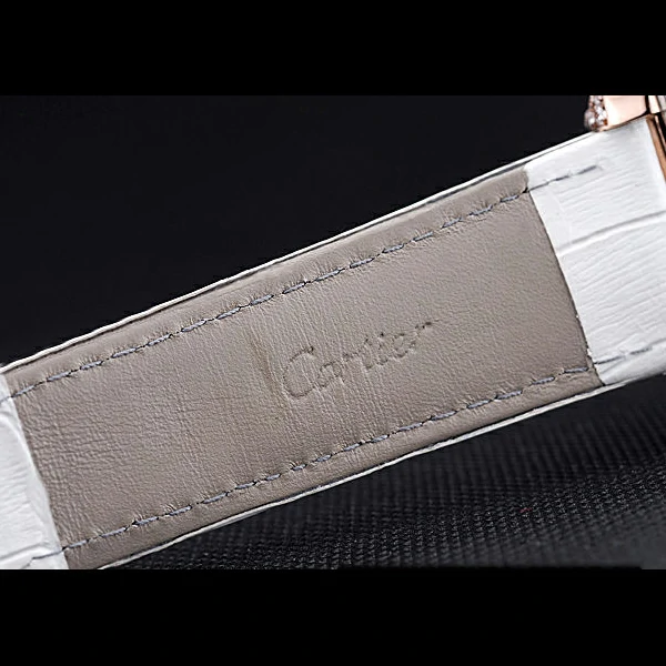 Cartier Tank MC Gold Diamond Case White Dial White Leather Strap new60067