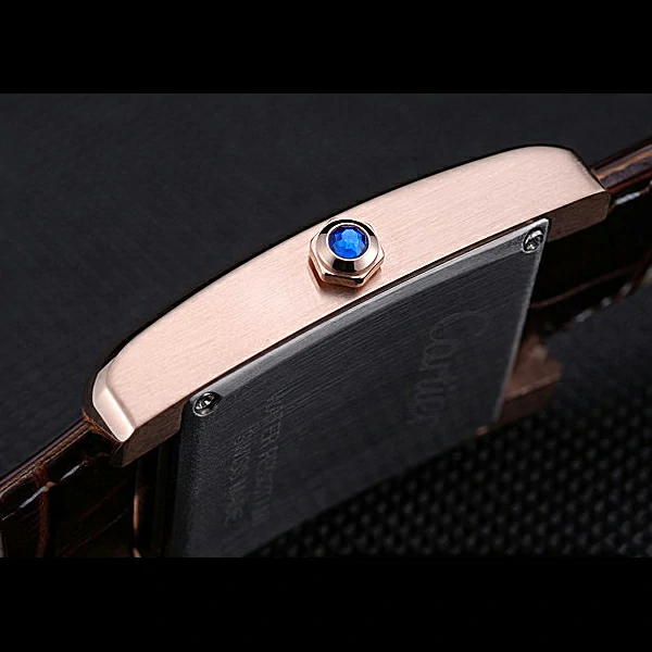 Cartier Tank MC Gold Diamond Case Brown Dial Brown Leather Strap new60068
