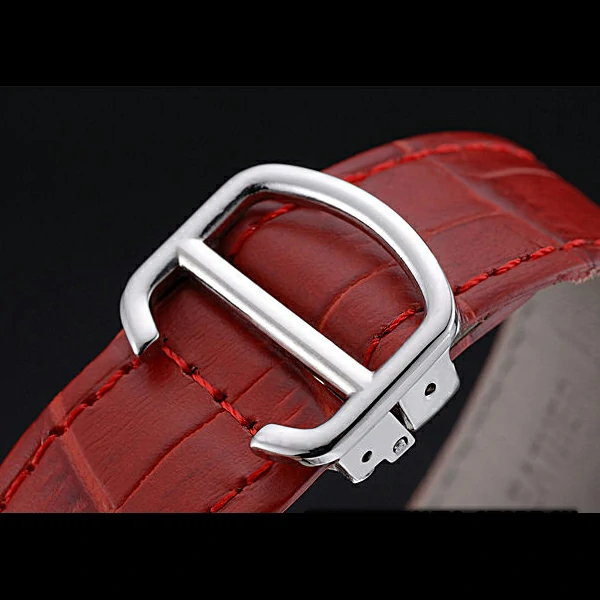 Cartier Tank MC Stainless Steel Diamond Case White Dial Red Leather Strap new60071