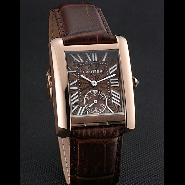Cartier Tank MC Gold Case Brown Dial Brown Leather Strap new60073