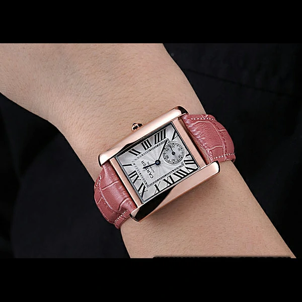 Cartier Tank MC Gold Case White Dial Pink Leather Strap new60074