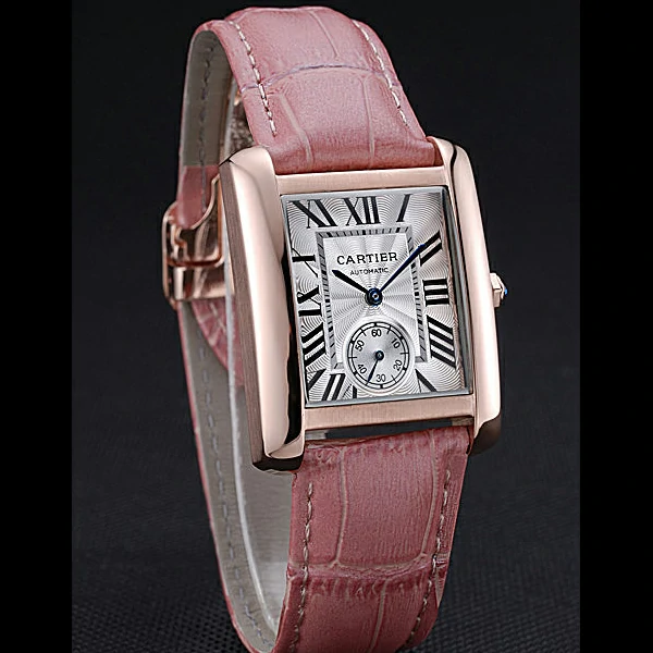 Cartier Tank MC Gold Case White Dial Pink Leather Strap new60074