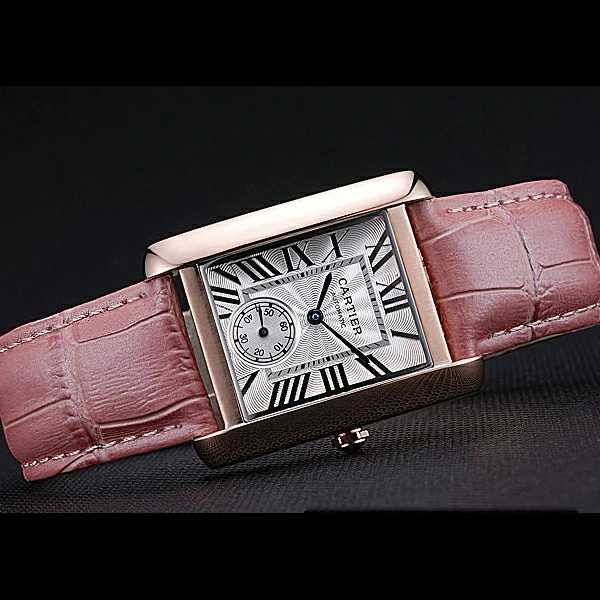 Cartier Tank MC Gold Case White Dial Pink Leather Strap new60074