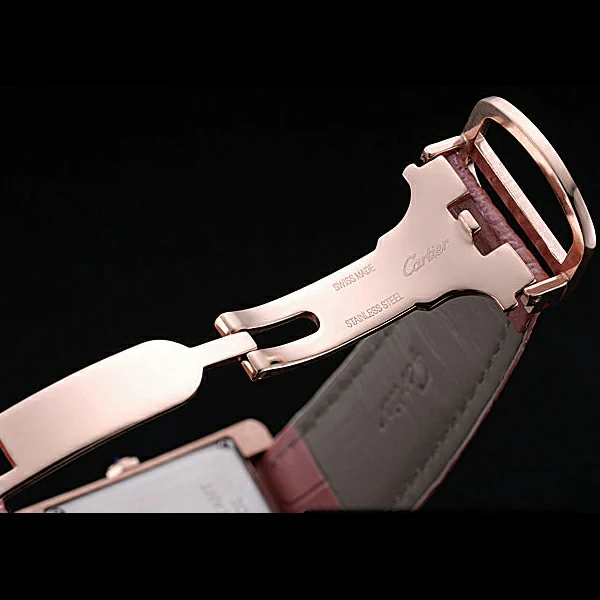 Cartier Tank MC Gold Case White Dial Pink Leather Strap new60074
