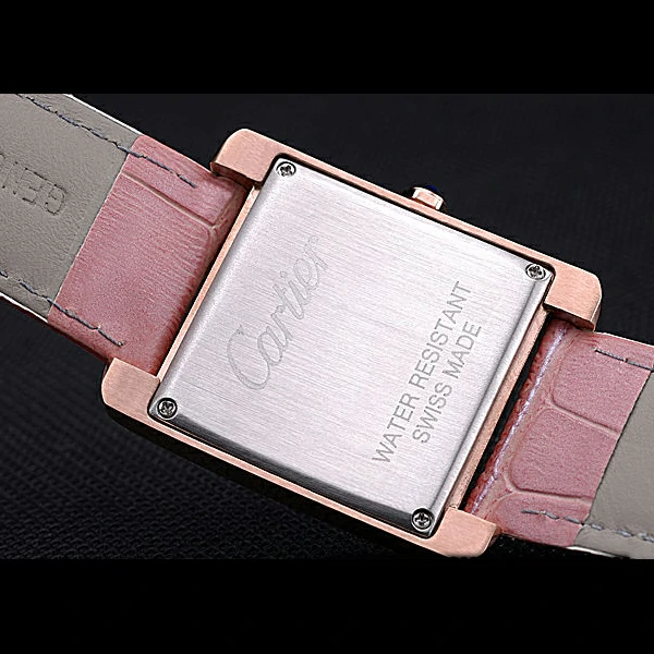 Cartier Tank MC Gold Case White Dial Pink Leather Strap new60074