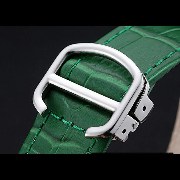 Cartier Tank MC Stainless Steel Case White Dial Green Leather Strap new60075