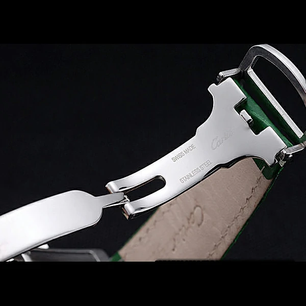 Cartier Tank MC Stainless Steel Case White Dial Green Leather Strap new60075