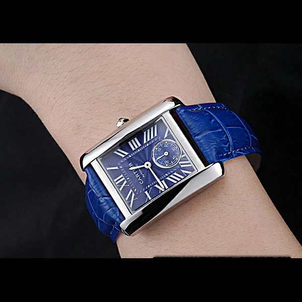 Cartier Tank MC Stainless Steel Case Blue Dial Blue Leather Strap new60076