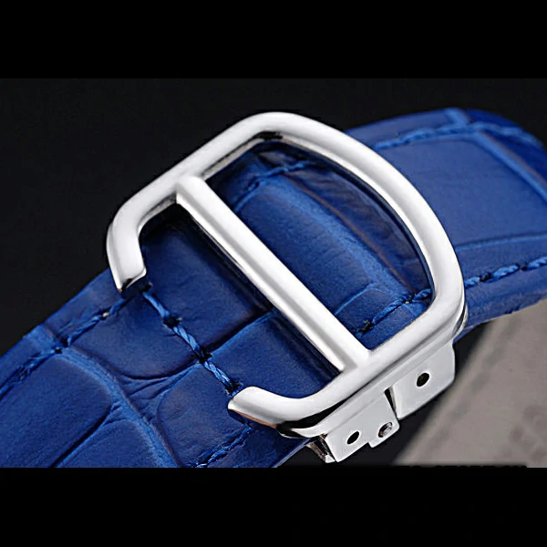 Cartier Tank MC Stainless Steel Case Blue Dial Blue Leather Strap new60076
