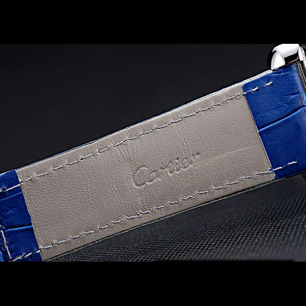 Cartier Tank MC Stainless Steel Case Blue Dial Blue Leather Strap new60076