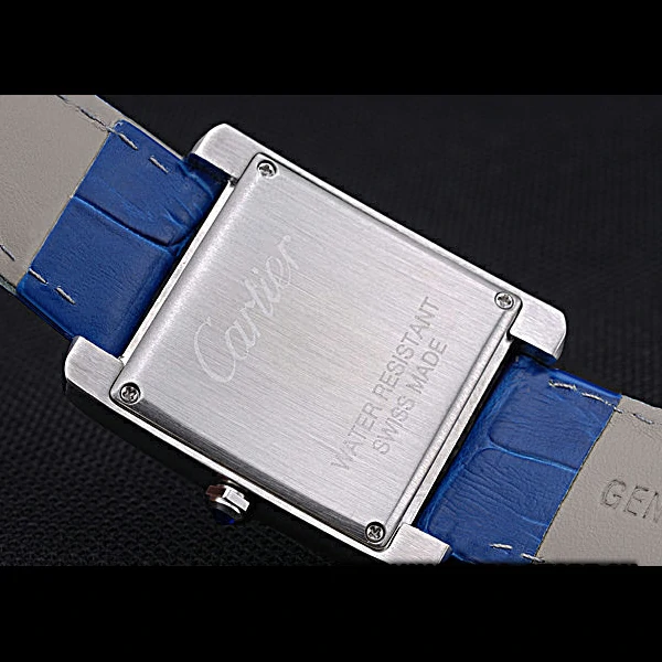Cartier Tank MC Stainless Steel Case Blue Dial Blue Leather Strap new60076