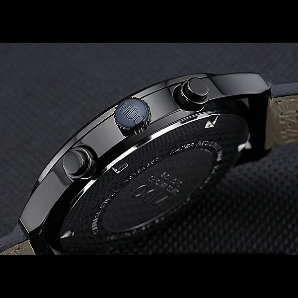 Mido Multifort Cronograph All Black & Orange Dial Black Leather Strap new60079