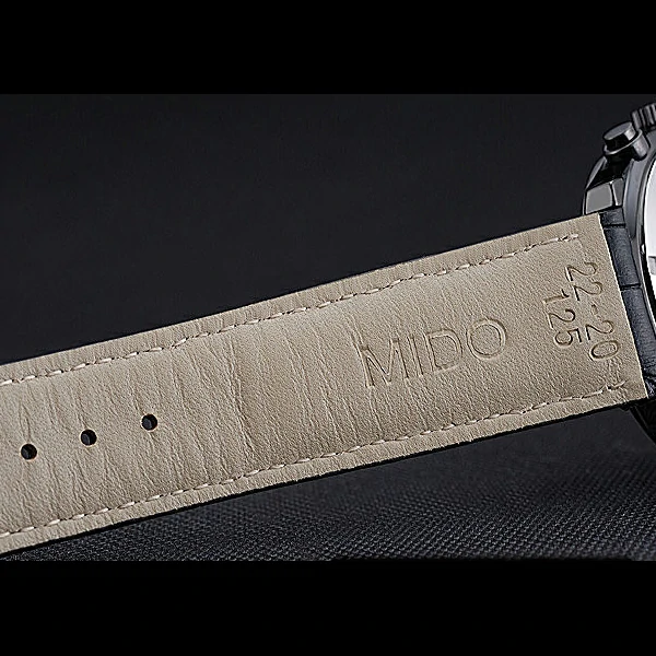 Mido Multifort Cronograph All Black & Orange Dial Black Leather Strap new60079