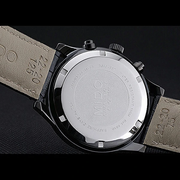 Mido Multifort Cronograph All Black & Orange Dial Black Leather Strap new60079