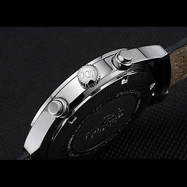 Mido Multifort Cronograph All Black & Grey Dial Black Leather Strap new60080