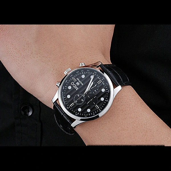 Mido Multifort Cronograph All Black & Grey Dial Black Leather Strap new60080