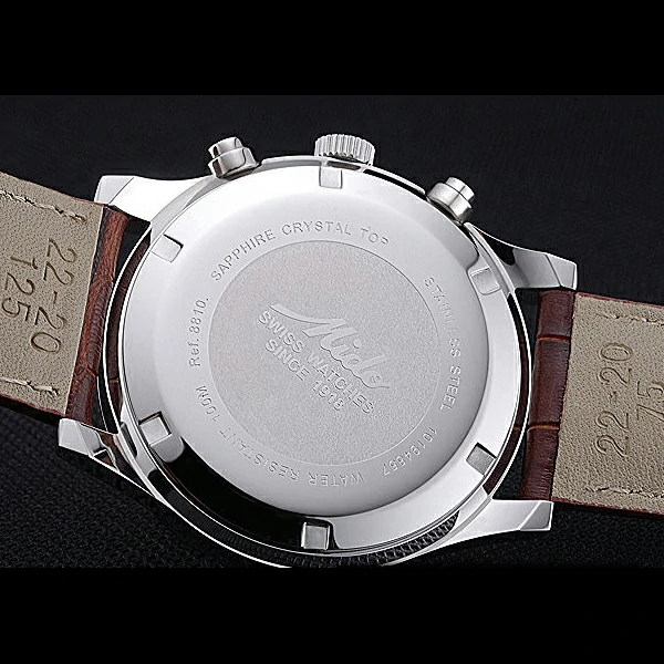 Mido Multifort Cronograph All White & Black Dial Brown Leather Strap new60081