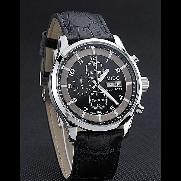 Mido Multifort Cronograph 2 Tone Dial Black Leather Strap new60082