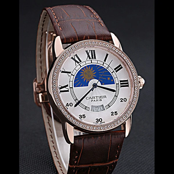 Cartier Moonphase Gold Diamond Case White Dial new60083