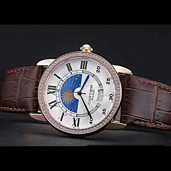 Cartier Moonphase Gold Diamond Case White Dial new60083