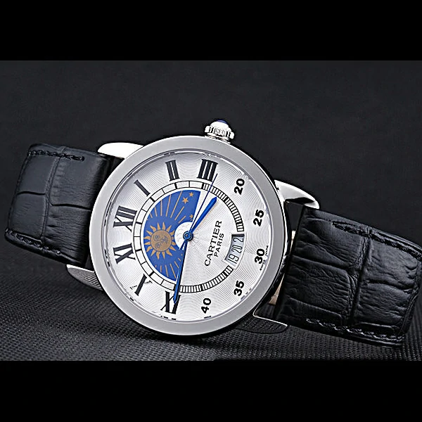 Cartier Moonphase Stainless Silver Dial White Dial new60085