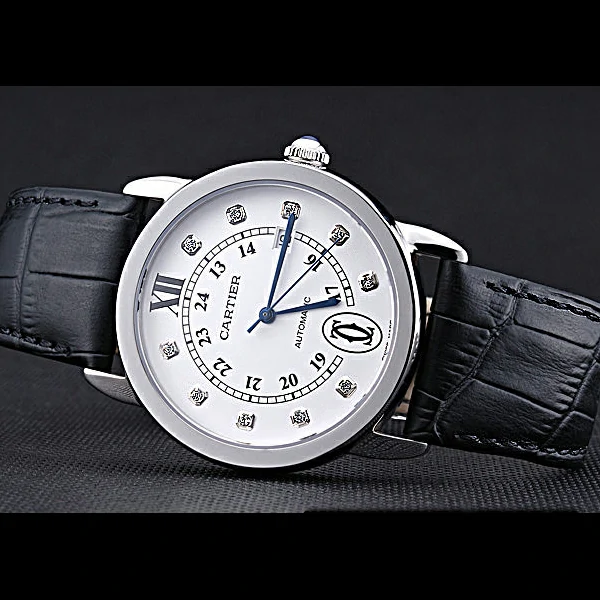 Cartier Ronde Louis Stainless Steel Case White Dial Diamond Numerals new60086