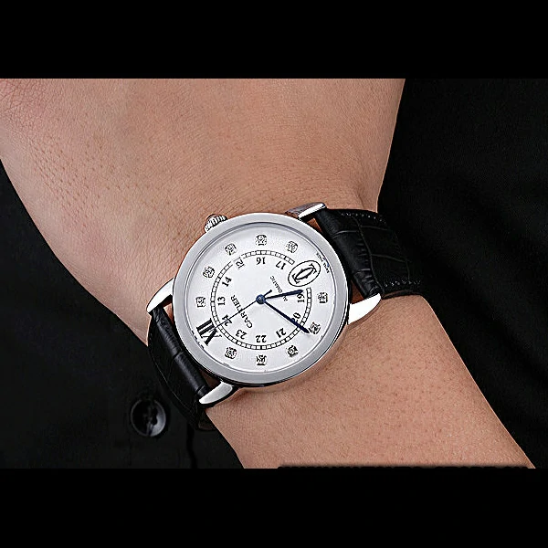 Cartier Ronde Louis Stainless Steel Case White Dial Diamond Numerals new60086