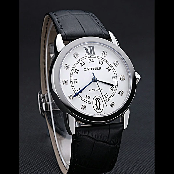 Cartier Ronde Louis Stainless Steel Case White Dial Diamond Numerals new60086