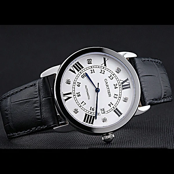Cartier Ronde Louis Stainless Steel Case White Dial Roman and Diamond Numerals new60087