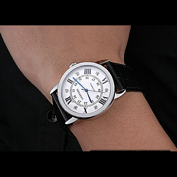 Cartier Ronde Louis Stainless Steel Case White Dial Roman and Diamond Numerals new60087