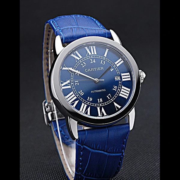 Cartier Ronde Solo Stainless Steel Case Blue Dial Roman Numerals new60090