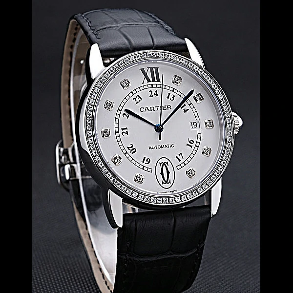 Cartier Ronde Louis Stainless Steel Diamond Case White Dial Diamond Numerals new60091