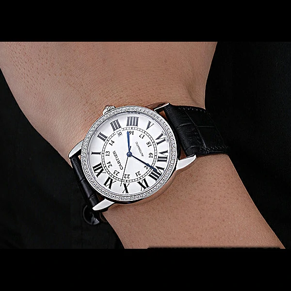 Cartier Ronde Solo Stainless Steel Diamond Case White Dial Roman Numerals new60092
