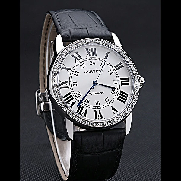 Cartier Ronde Solo Stainless Steel Diamond Case White Dial Roman Numerals new60092