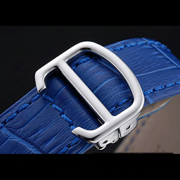 Cartier Ronde Solo Stainless Steel Diamond Case Blue Dial Roman Numerals new60094